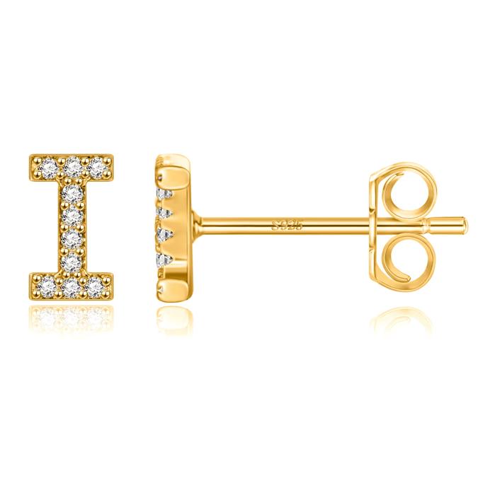 Zircon Initial Letter Stud Earrings | Personalized Crystal Earrings A to Z | Dainty Luxury Gift Jewelry