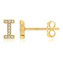 I Gold Zircon Initial Letter Stud Earrings | Personalized Crystal Earrings A to Z | Dainty Luxury Gift Jewelry