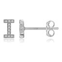 I Silver Zircon Initial Letter Stud Earrings | Personalized Crystal Earrings A to Z | Dainty Luxury Gift Jewelry