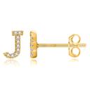 J Gold Zircon Initial Letter Stud Earrings | Personalized Crystal Earrings A to Z | Dainty Luxury Gift Jewelry