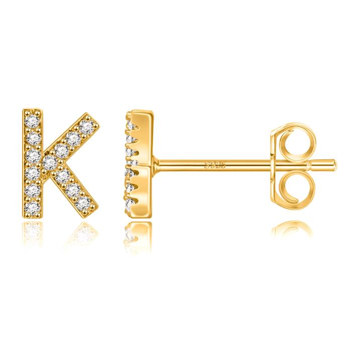 Zircon Initial Letter Stud Earrings | Personalized Crystal Earrings A to Z | Dainty Luxury Gift Jewelry