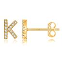 K Gold Zircon Initial Letter Stud Earrings | Personalized Crystal Earrings A to Z | Dainty Luxury Gift Jewelry