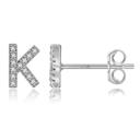K Silver Zircon Initial Letter Stud Earrings | Personalized Crystal Earrings A to Z | Dainty Luxury Gift Jewelry