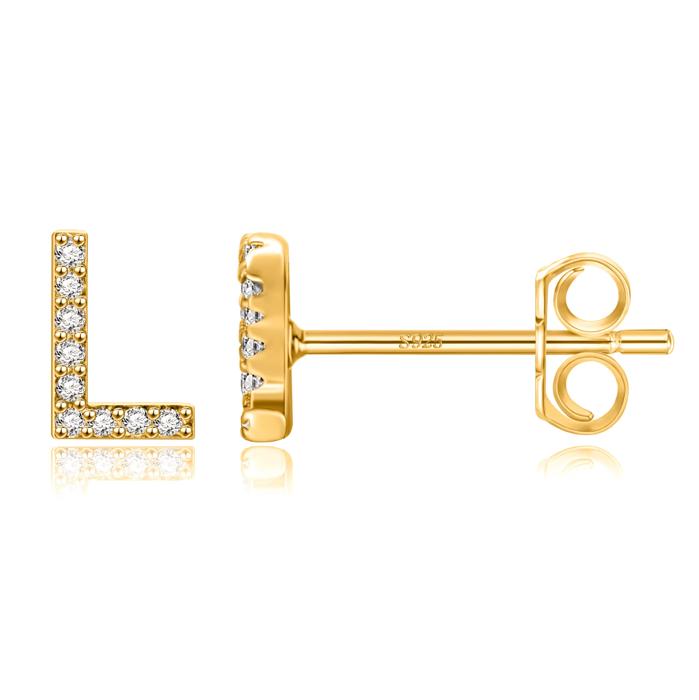Zircon Initial Letter Stud Earrings | Personalized Crystal Earrings A to Z | Dainty Luxury Gift Jewelry
