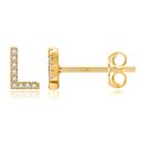 L Gold Zircon Initial Letter Stud Earrings | Personalized Crystal Earrings A to Z | Dainty Luxury Gift Jewelry