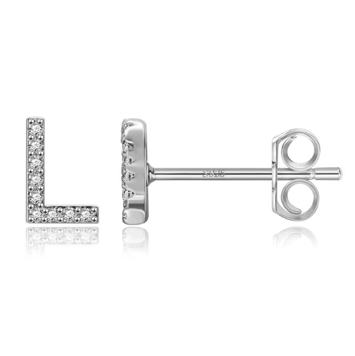 Zircon Initial Letter Stud Earrings | Personalized Crystal Earrings A to Z | Dainty Luxury Gift Jewelry