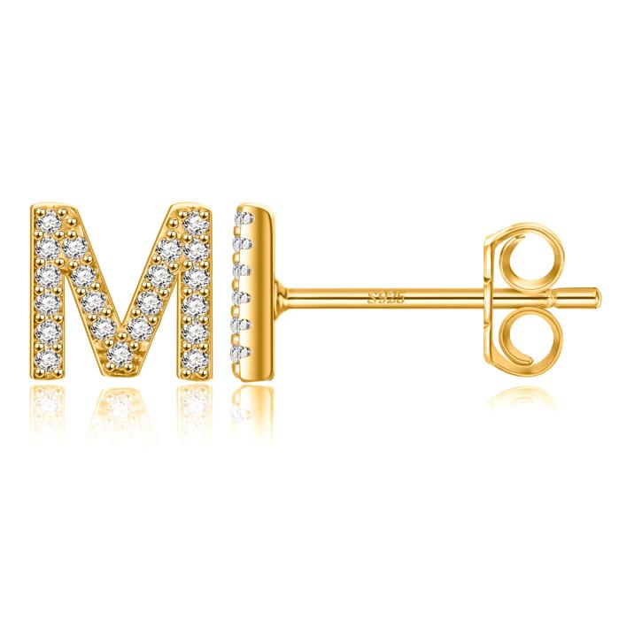 Zircon Initial Letter Stud Earrings | Personalized Crystal Earrings A to Z | Dainty Luxury Gift Jewelry