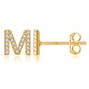 M Gold Zircon Initial Letter Stud Earrings | Personalized Crystal Earrings A to Z | Dainty Luxury Gift Jewelry