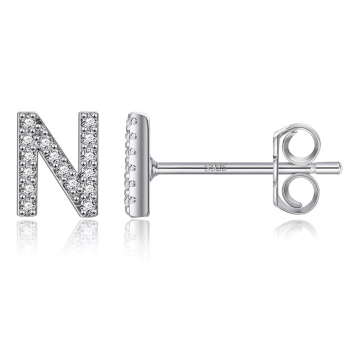 Zircon Initial Letter Stud Earrings | Personalized Crystal Earrings A to Z | Dainty Luxury Gift Jewelry