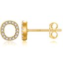O Gold Zircon Initial Letter Stud Earrings | Personalized Crystal Earrings A to Z | Dainty Luxury Gift Jewelry