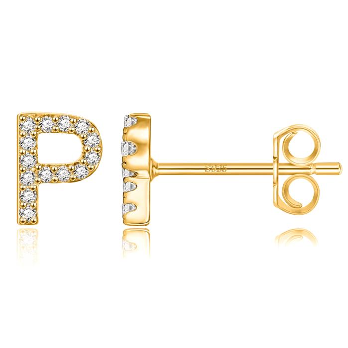 Zircon Initial Letter Stud Earrings | Personalized Crystal Earrings A to Z | Dainty Luxury Gift Jewelry