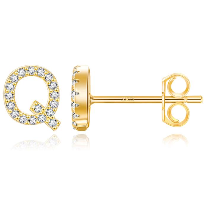 Zircon Initial Letter Stud Earrings | Personalized Crystal Earrings A to Z | Dainty Luxury Gift Jewelry