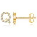 Q Gold Zircon Initial Letter Stud Earrings | Personalized Crystal Earrings A to Z | Dainty Luxury Gift Jewelry