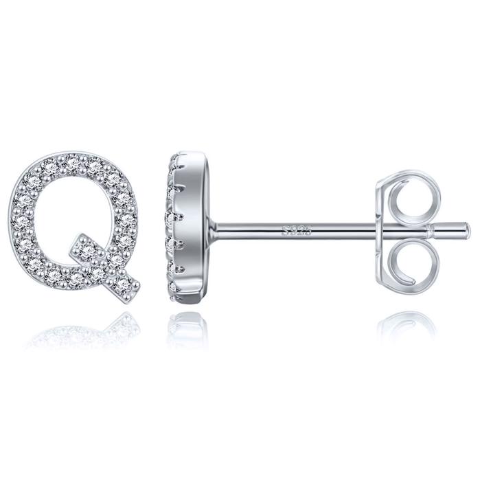Zircon Initial Letter Stud Earrings | Personalized Crystal Earrings A to Z | Dainty Luxury Gift Jewelry