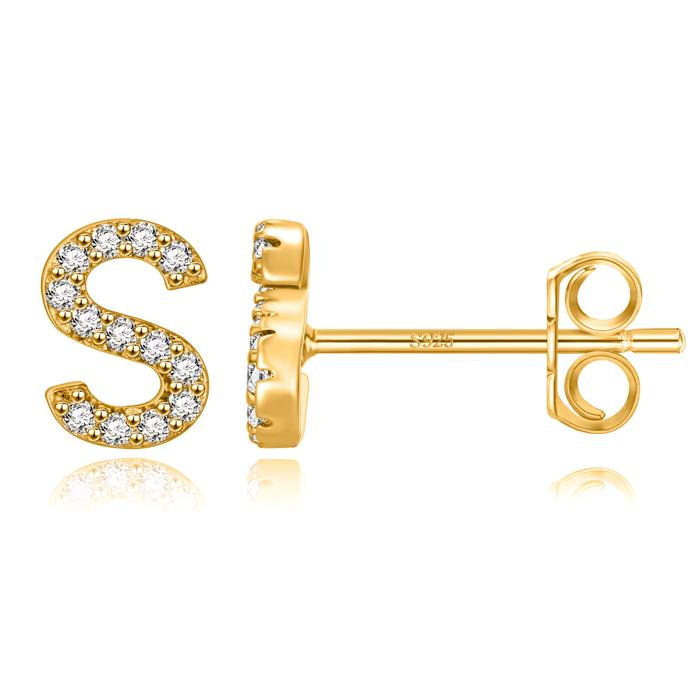 Zircon Initial Letter Stud Earrings | Personalized Crystal Earrings A to Z | Dainty Luxury Gift Jewelry