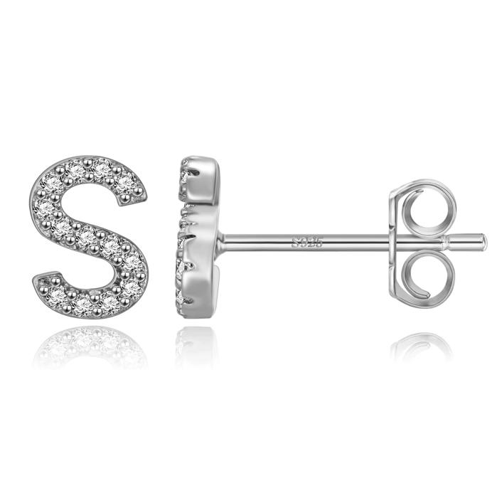 Zircon Initial Letter Stud Earrings | Personalized Crystal Earrings A to Z | Dainty Luxury Gift Jewelry