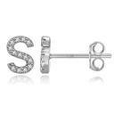 S Silver Zircon Initial Letter Stud Earrings | Personalized Crystal Earrings A to Z | Dainty Luxury Gift Jewelry
