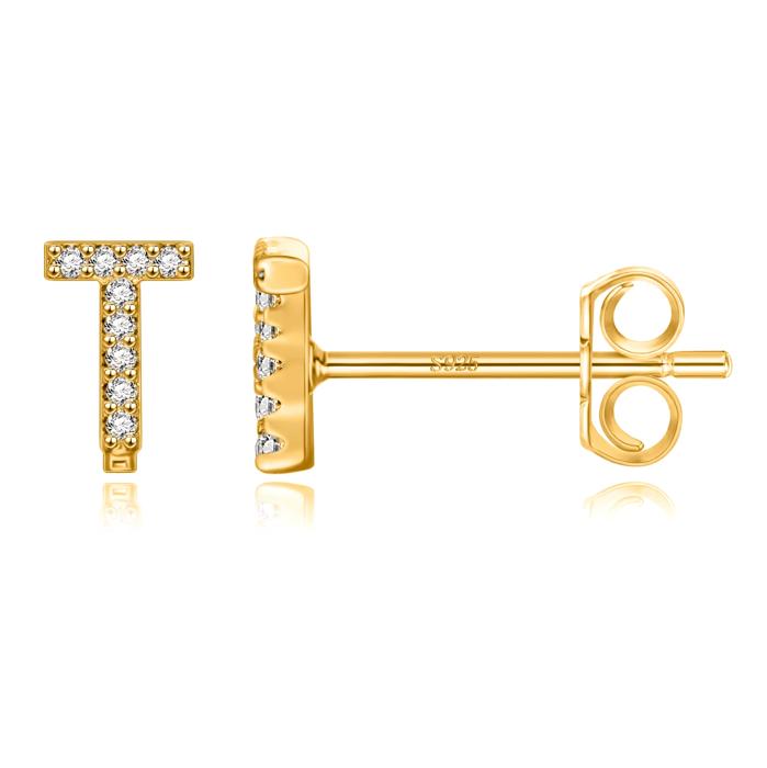 Zircon Initial Letter Stud Earrings | Personalized Crystal Earrings A to Z | Dainty Luxury Gift Jewelry