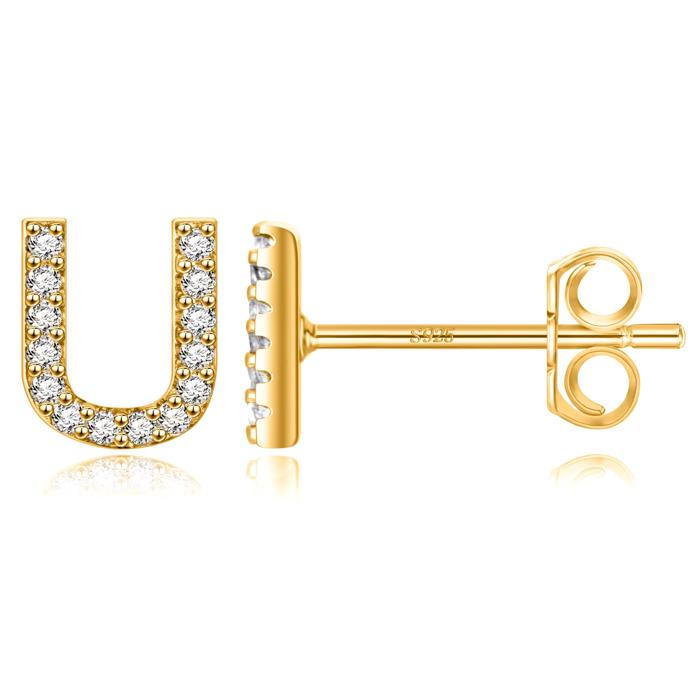 Zircon Initial Letter Stud Earrings | Personalized Crystal Earrings A to Z | Dainty Luxury Gift Jewelry