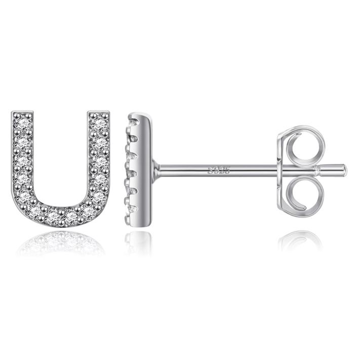 Zircon Initial Letter Stud Earrings | Personalized Crystal Earrings A to Z | Dainty Luxury Gift Jewelry