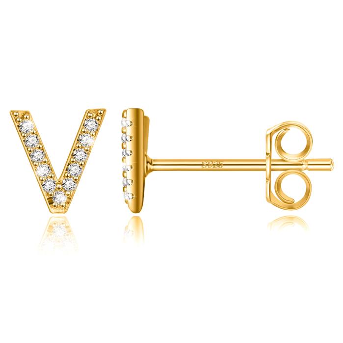Zircon Initial Letter Stud Earrings | Personalized Crystal Earrings A to Z | Dainty Luxury Gift Jewelry