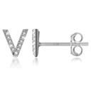 V Silver Zircon Initial Letter Stud Earrings | Personalized Crystal Earrings A to Z | Dainty Luxury Gift Jewelry