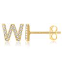 W Gold Zircon Initial Letter Stud Earrings | Personalized Crystal Earrings A to Z | Dainty Luxury Gift Jewelry