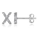 X Silver Zircon Initial Letter Stud Earrings | Personalized Crystal Earrings A to Z | Dainty Luxury Gift Jewelry