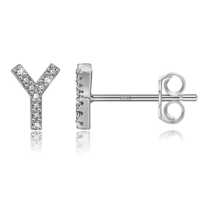 Zircon Initial Letter Stud Earrings | Personalized Crystal Earrings A to Z | Dainty Luxury Gift Jewelry