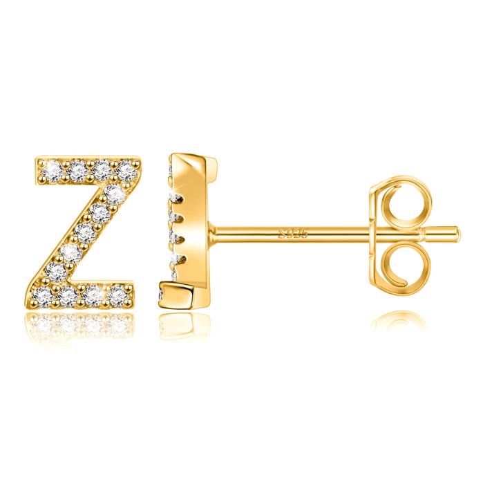 Zircon Initial Letter Stud Earrings | Personalized Crystal Earrings A to Z | Dainty Luxury Gift Jewelry