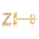 Z Gold Zircon Initial Letter Stud Earrings | Personalized Crystal Earrings A to Z | Dainty Luxury Gift Jewelry