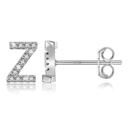 Z Silver Zircon Initial Letter Stud Earrings | Personalized Crystal Earrings A to Z | Dainty Luxury Gift Jewelry
