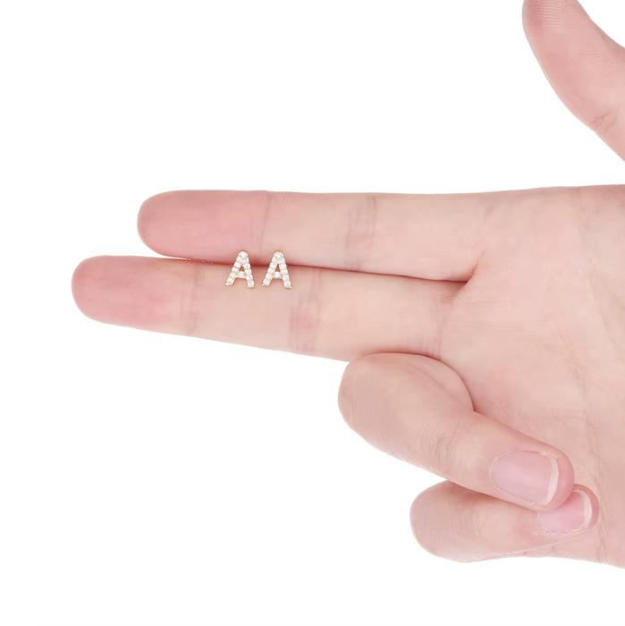 Zircon Initial Letter Stud Earrings | Personalized Crystal Earrings A to Z | Dainty Luxury Gift Jewelry