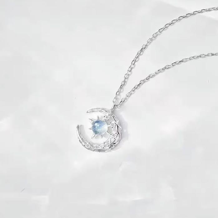 Sun Moon Crystal Pendant Necklace for Women — Celestial Clavicle Chain Rhinestone Jewelry Gift