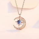  Sun Moon Crystal Pendant Necklace for Women — Celestial Clavicle Chain Rhinestone Jewelry Gift