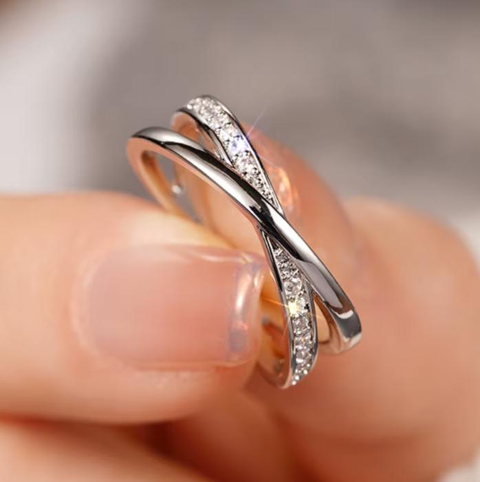 Silver Cross Ring for Women — Brilliant Zirconia Pave Band Minimalist Stackable Ring | Everyday Fine Jewelry