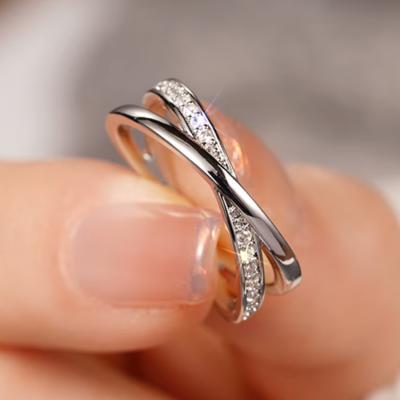 Silver Cross Ring for Women — Brilliant Zirconia Pave Band Minimalist Stackable Ring | Everyday Fine Jewelry