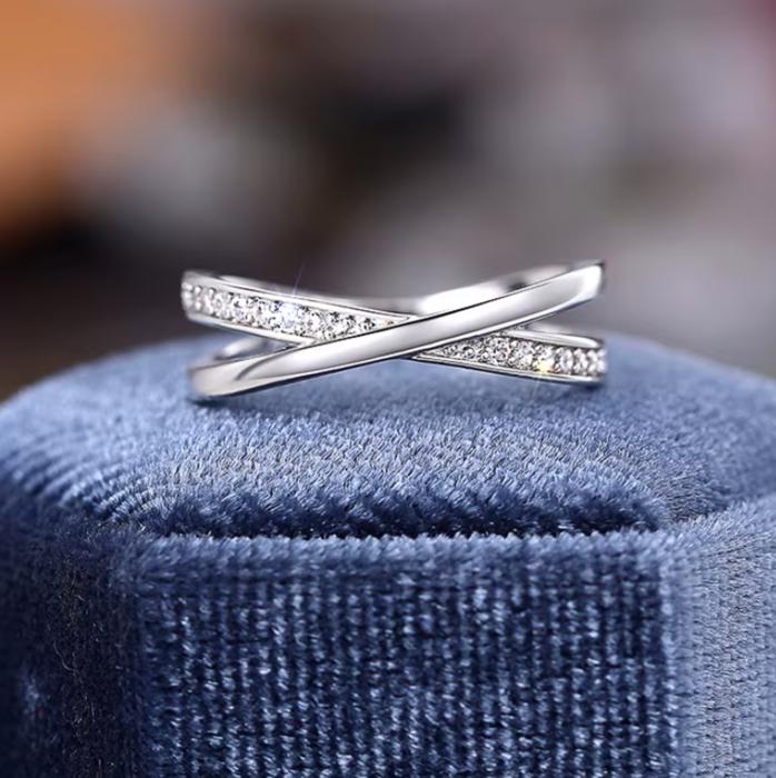 Silver Cross Ring for Women — Brilliant Zirconia Pave Band Minimalist Stackable Ring | Everyday Fine Jewelry