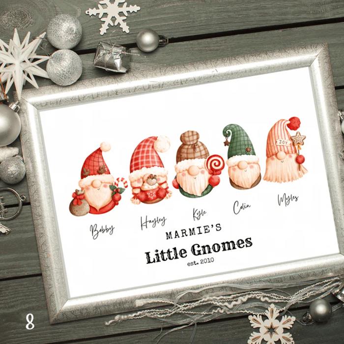 Holiday Personalized Dad Mom Gnome Family Personalized Art | 3 sizes