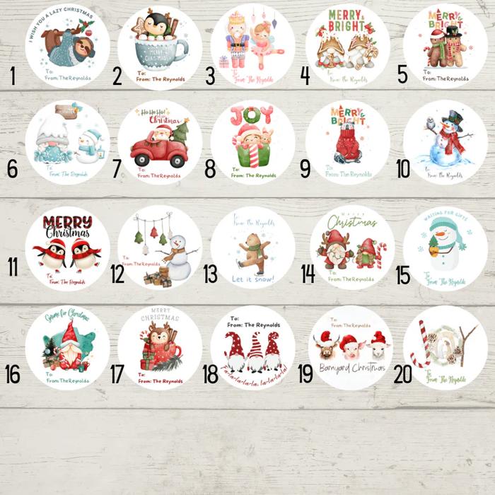Personalized To & From Holiday Christmas Gift Sticker Labels
