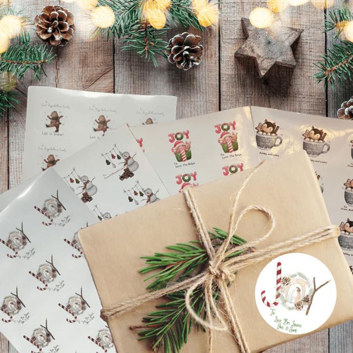 Personalized To & From Holiday Christmas Gift Sticker Labels