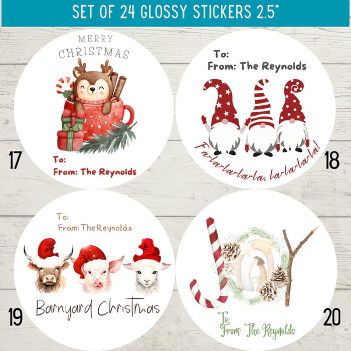 Personalized To & From Holiday Christmas Gift Sticker Labels