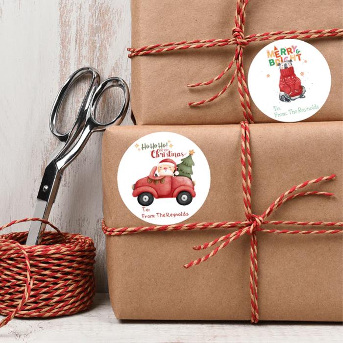 Personalized To & From Holiday Christmas Gift Sticker Labels