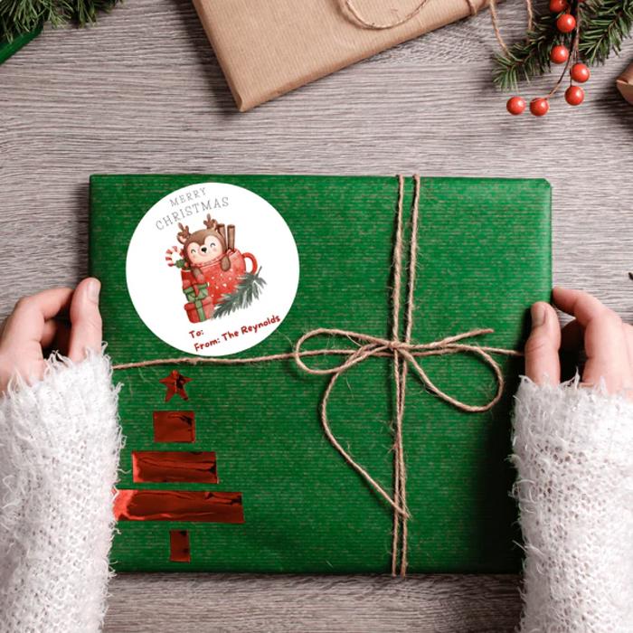 Personalized To & From Holiday Christmas Gift Sticker Labels