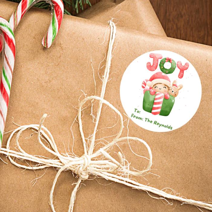 Personalized To & From Holiday Christmas Gift Sticker Labels