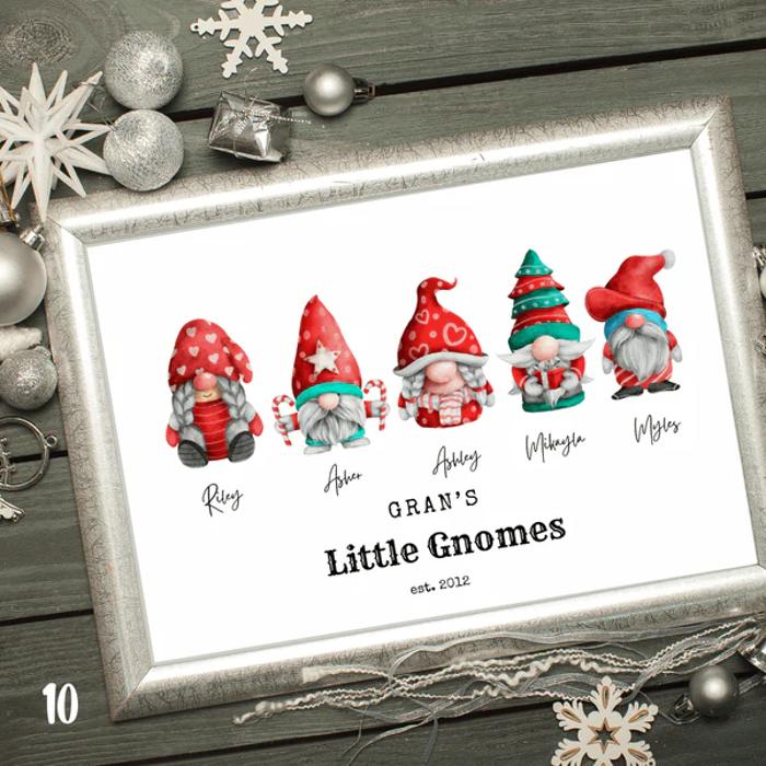 Holiday Personalized Dad Mom Gnome Family Personalized Art | 3 sizes