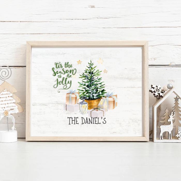 Personalized Rustic Farmhouse Christmas Holiday Poster Print Decor