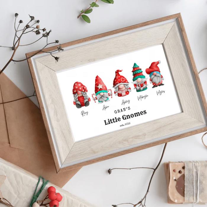 Holiday Personalized Dad Mom Gnome Family Personalized Art | 3 sizes