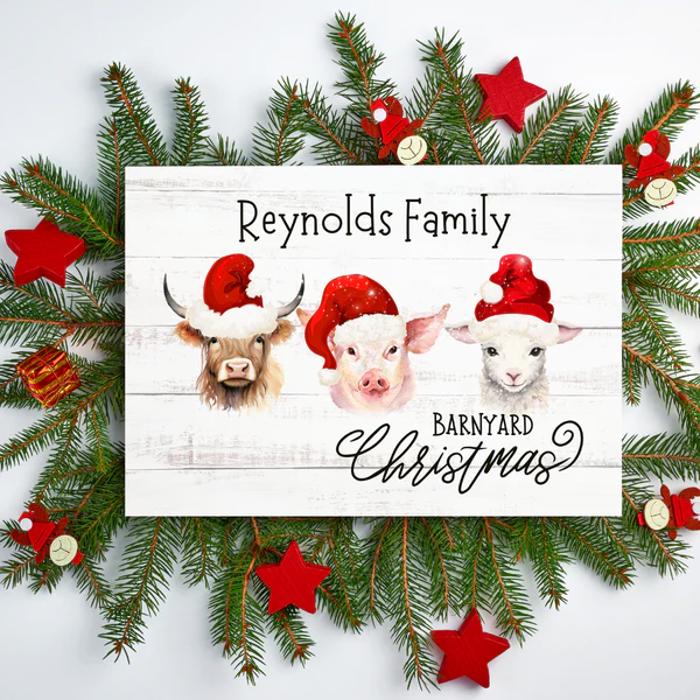 Personalized Rustic Farmhouse Christmas Holiday Poster Print Decor