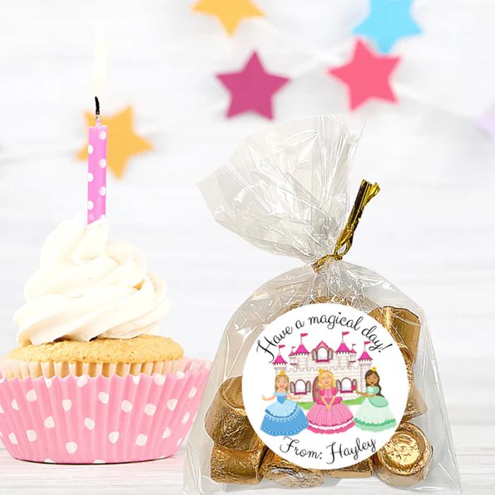 Personalized Girls Birthday Party Stickers & Treat Bags